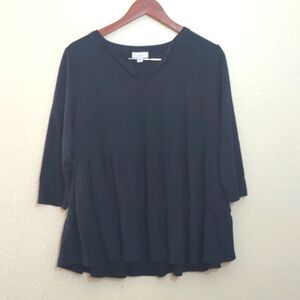 PRE OWNED J. JILL SHIRT COLOR NAVY BLUE SIZE M PETITE FALL STAPLE